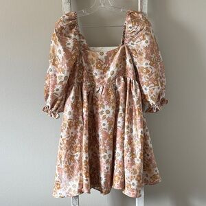 Storia Floral Mini Dress in Pink and Orange